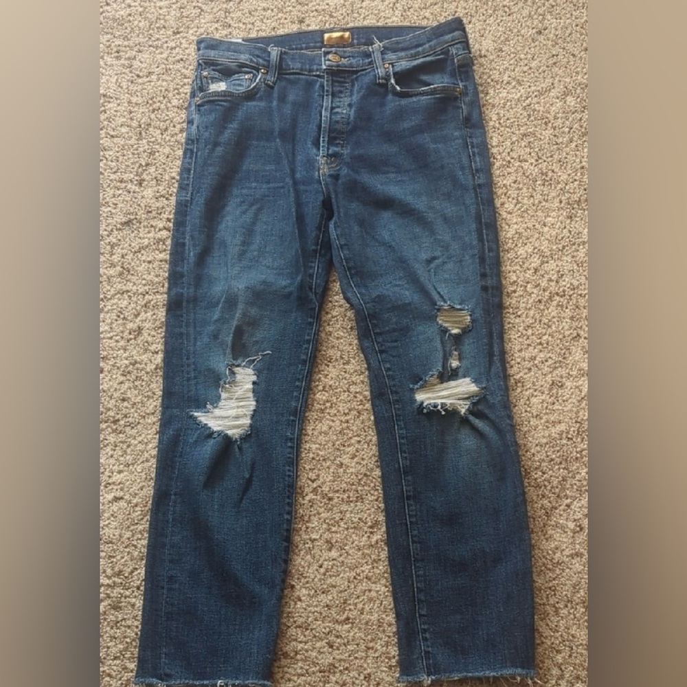 MOTHER the Scrapper Cuff Ankle Fray in Wicked Wildflower Straight Leg Loose Fit - Picture 12 of 16
